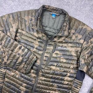 Eddie Bauer Jacket Mens M Green Camo StormDown 800 Down Insulated Puffer Outdoor